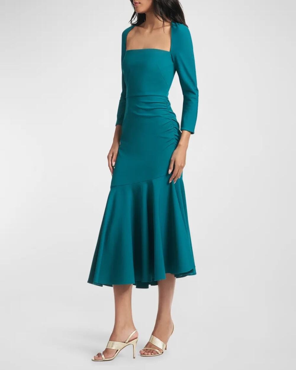Sachin & Babi Sharlize Emerald Green Asymmetric Cutout Midi Formal Dress 4